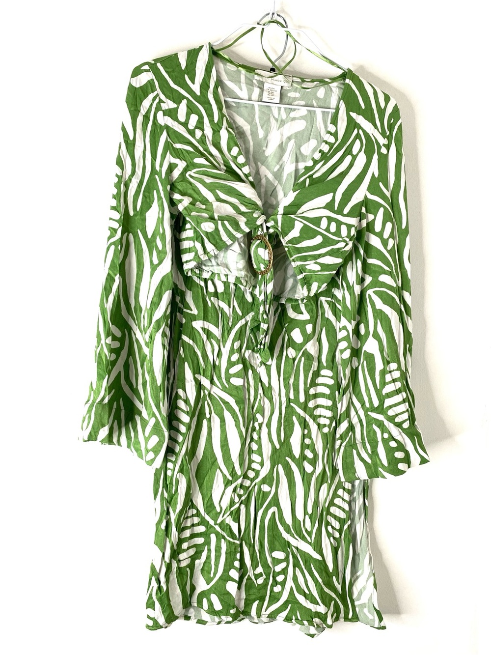 House of Harlow 1960 Green White Print Two Piece Set Crop Top Midi Skirt Coord